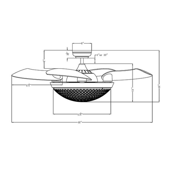 Modern 46 inch LED Retractable Ceiling Fan - D 46"x H 16" Canopy:(D 6")