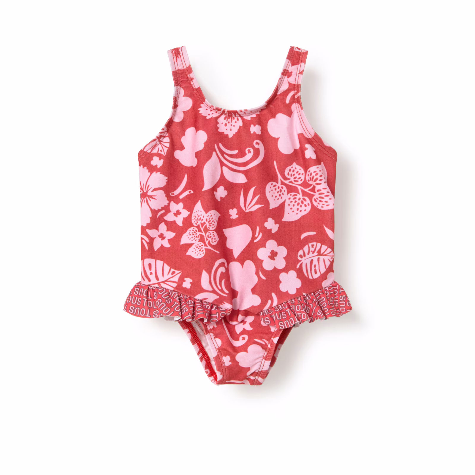 Bañador integral de niña Flower granate