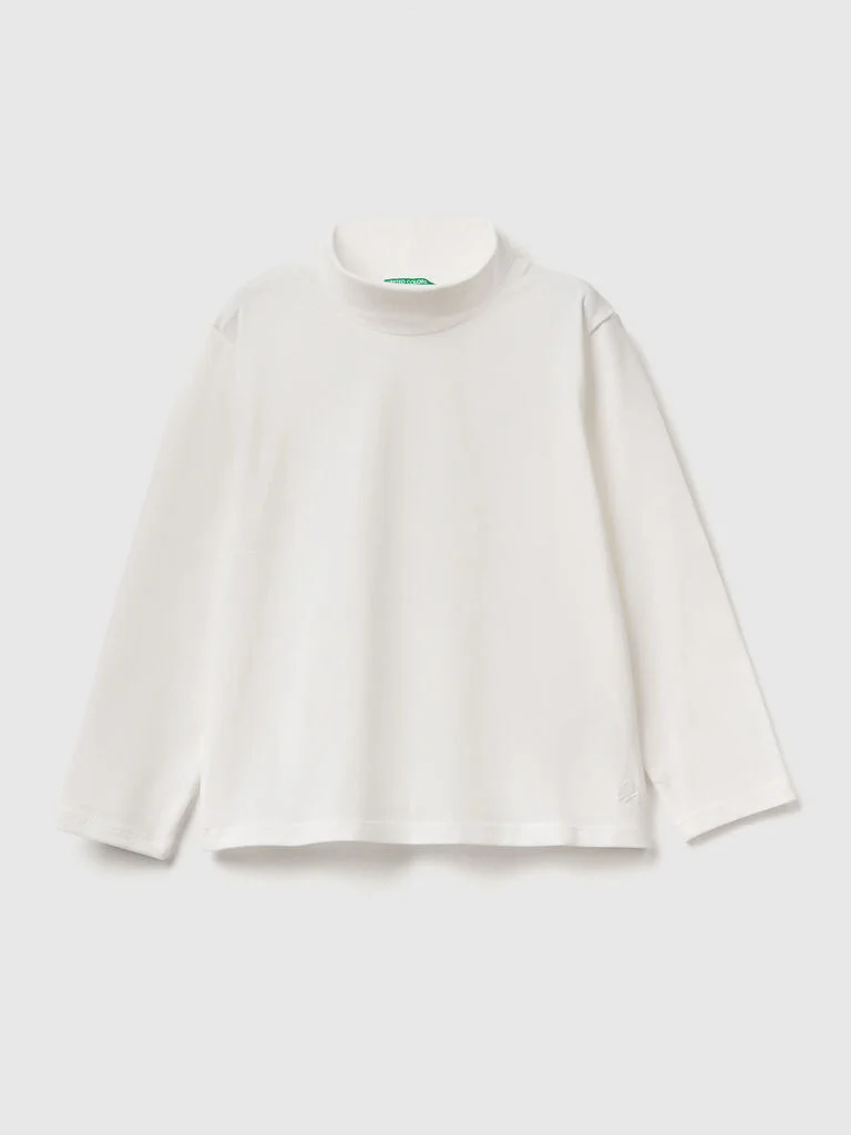 Turtleneck t-shirt in stretch cotton