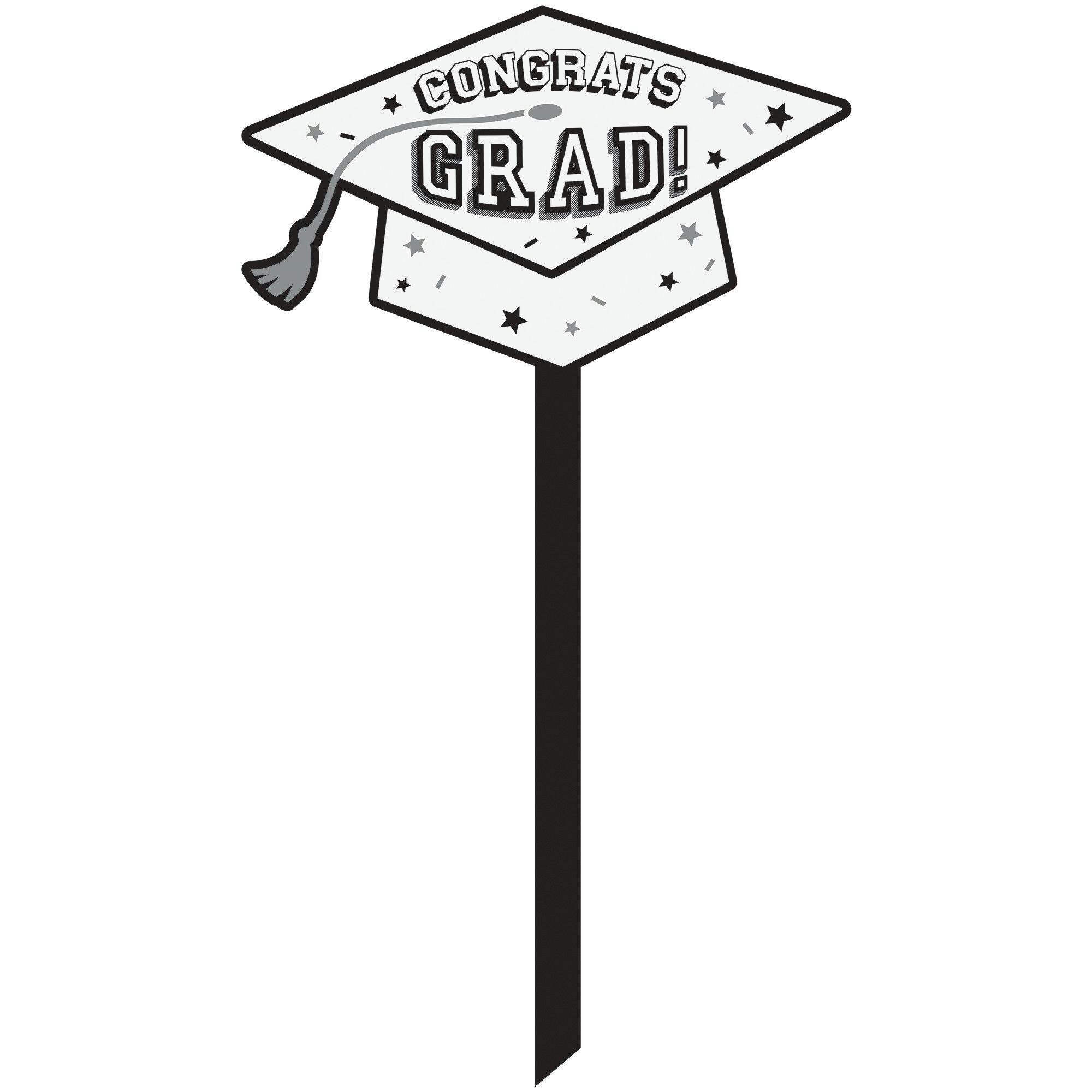 Grad Lawn Sign, White