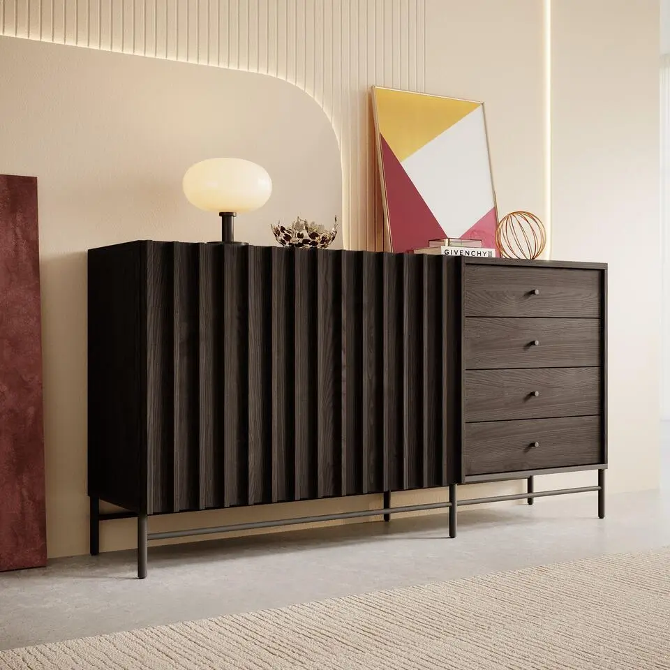 Meubella - Dressoir Paz - Donker eiken - 165 cm