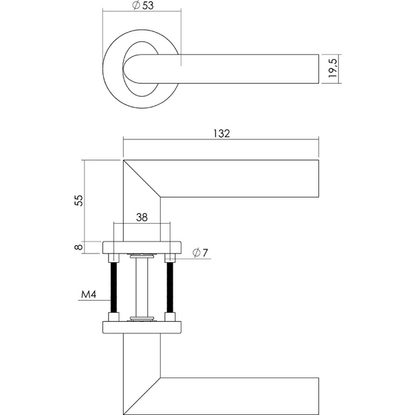 Türdrücker »Girona«, D.53x8mm BB-Rosetten