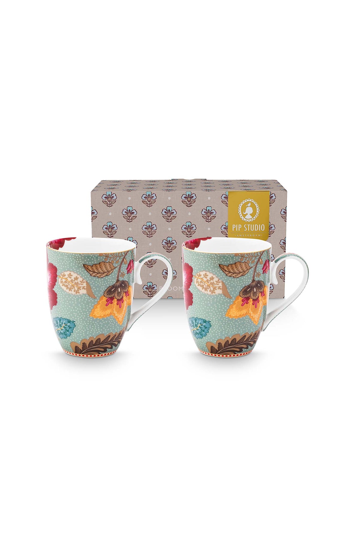 Pip Studio Mokken - Blooming Tales - Lichtblauw - 365ml - Set van 2