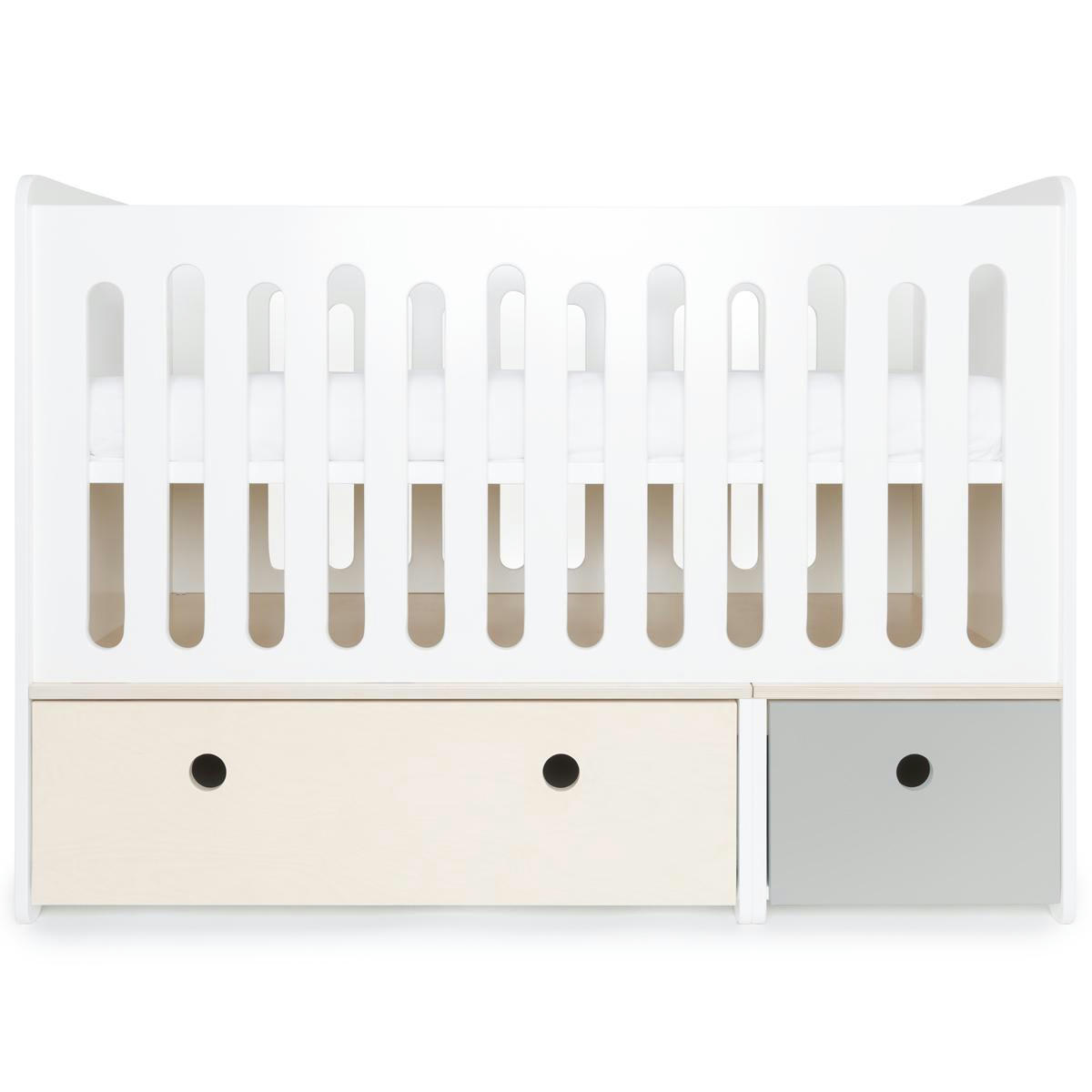 COLORFLEX - Lit bébé évolutif 70x140cm blanchi-gris perle