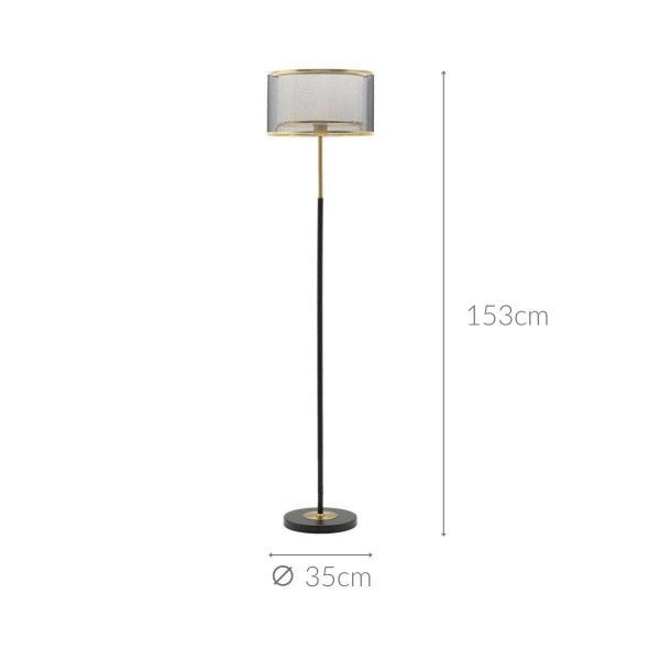 Metalowa lampa podłogowa, czarna, 153 cm