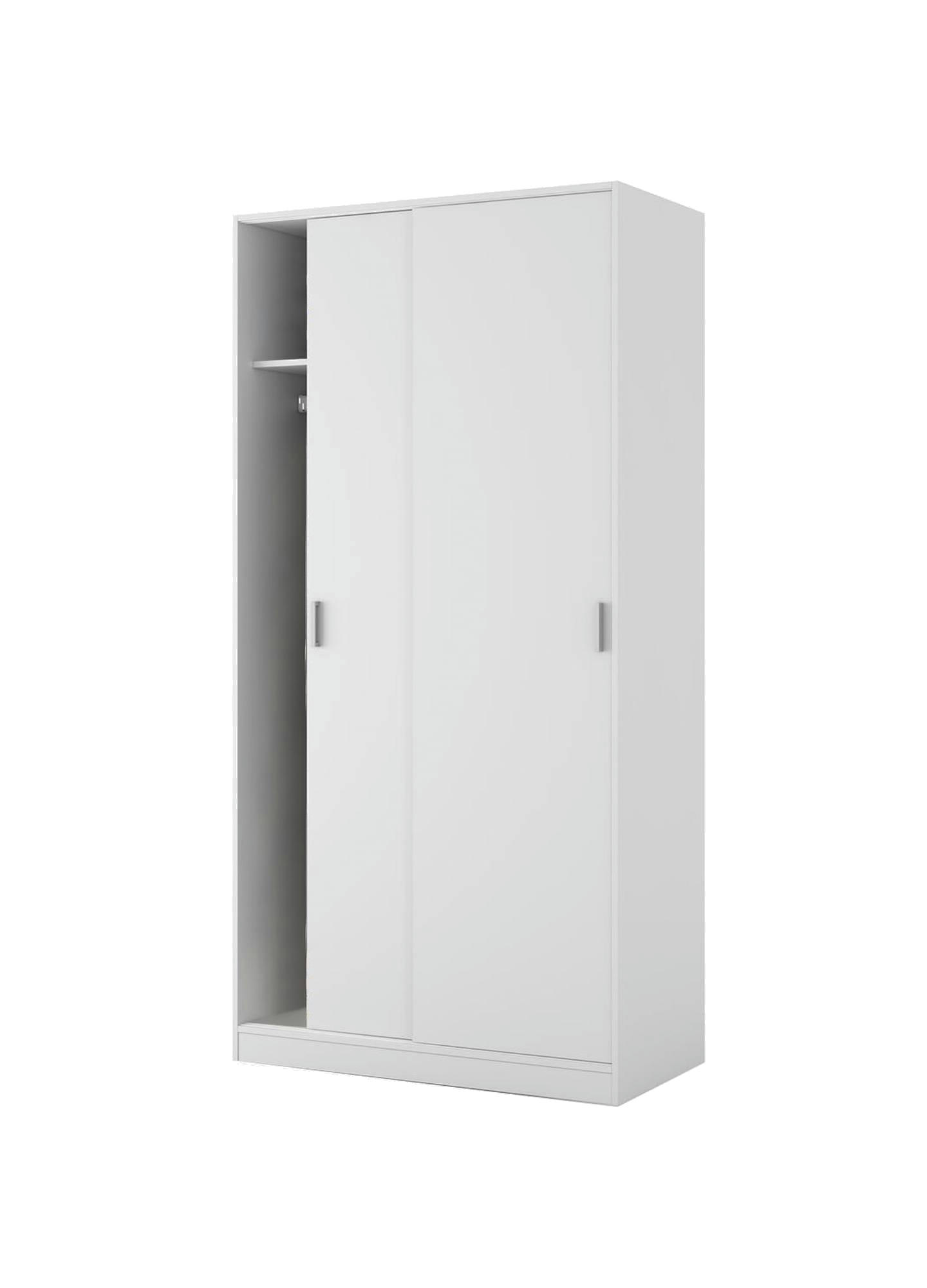 LANSING - Garde-robe à 2 portes coulissantes effet bois blanc