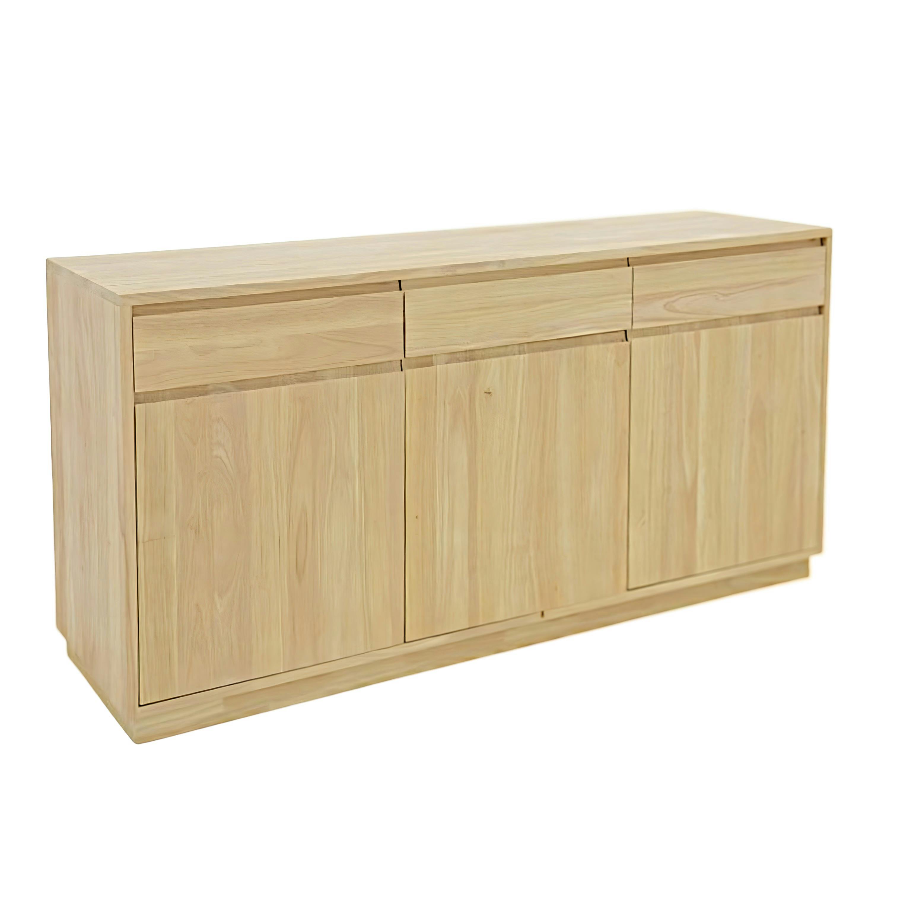 Enfilade / Buffet long Hévéa 3 portes, 3 tiroirs 160x45x81cm BALTIC