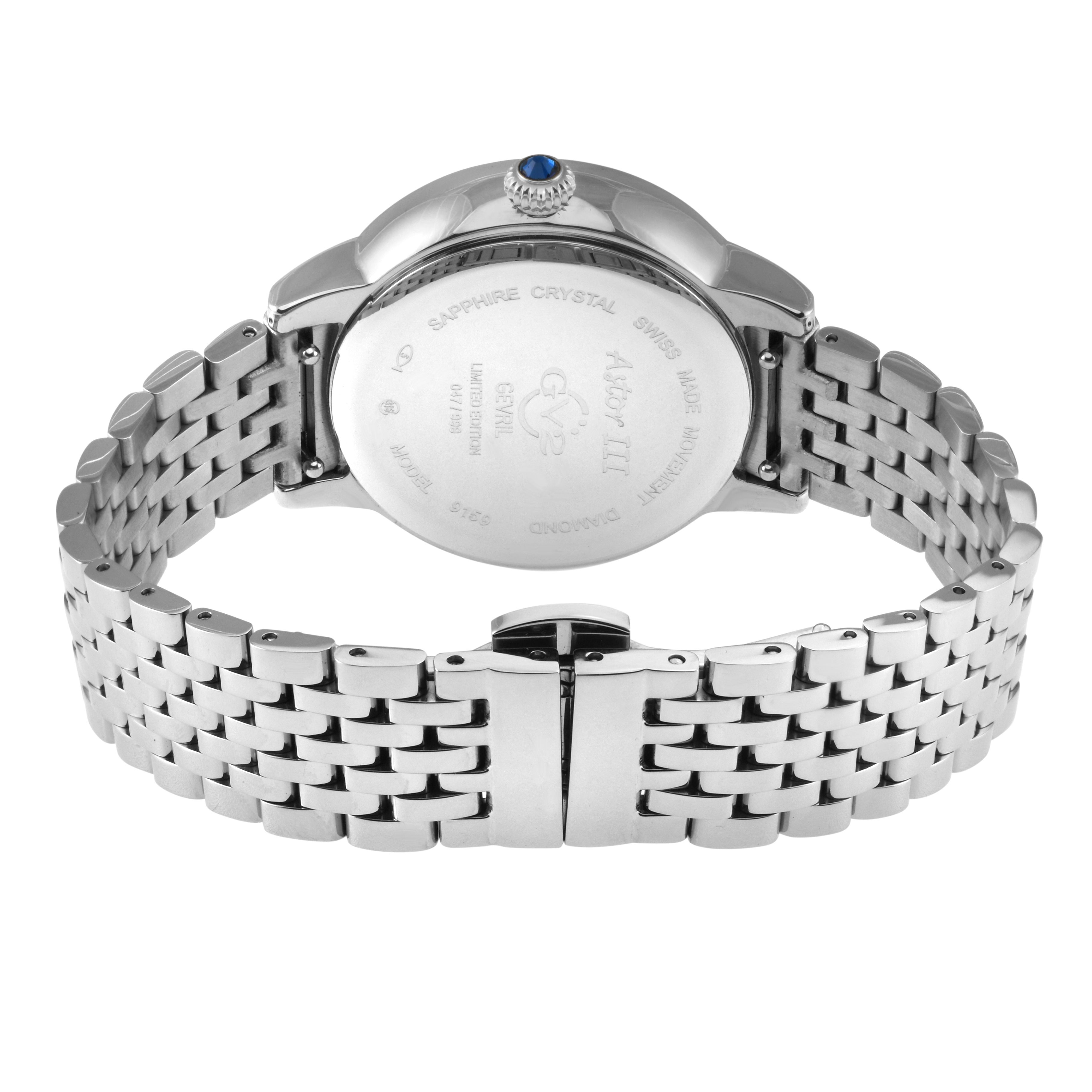 GV2 Astor III, Swiss Quartz Watch, White MOP Dial, 316L Stainless Steel, and Sapphire Crystal