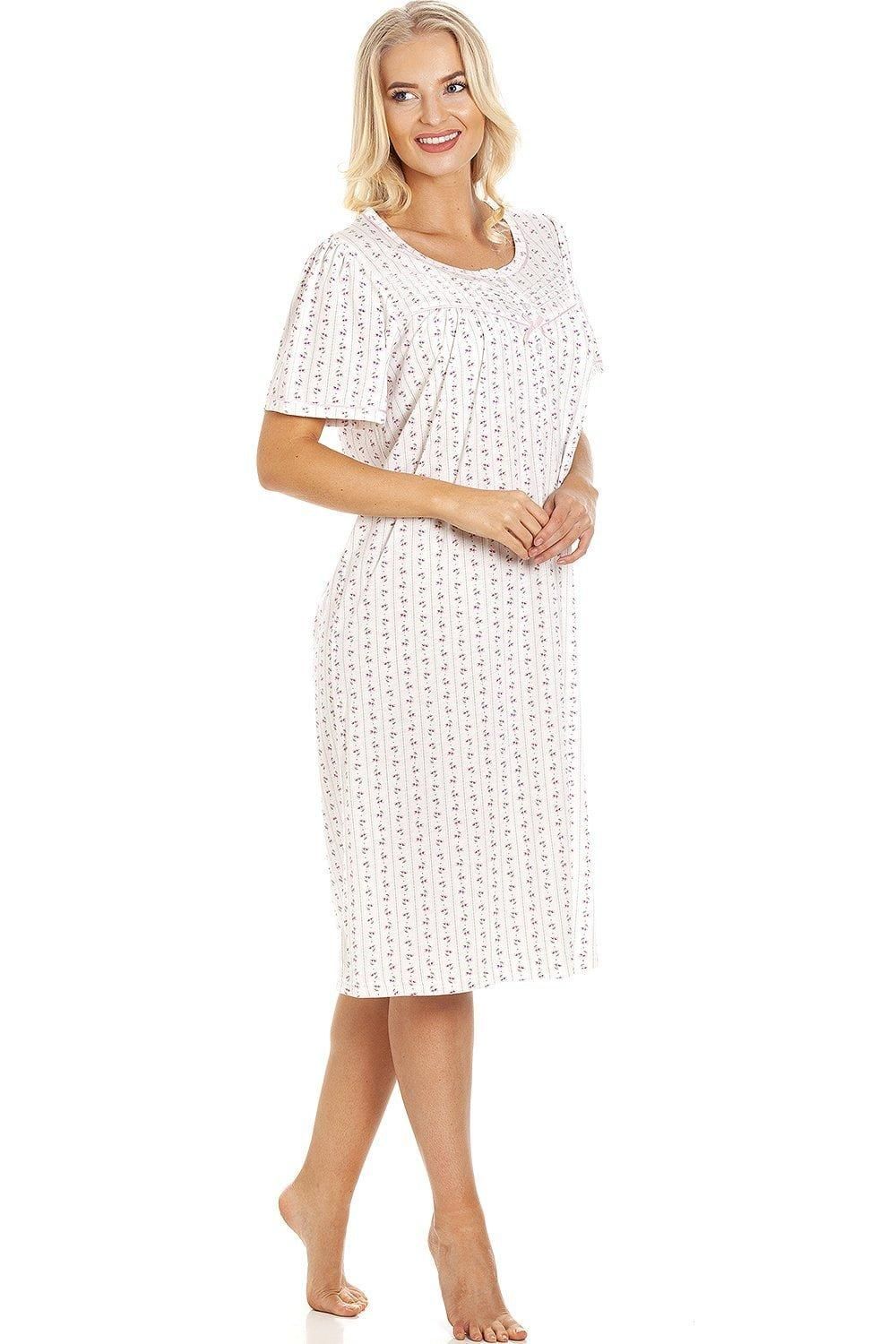 Camille Floral Pinstriped Short Sleeve Nightdress