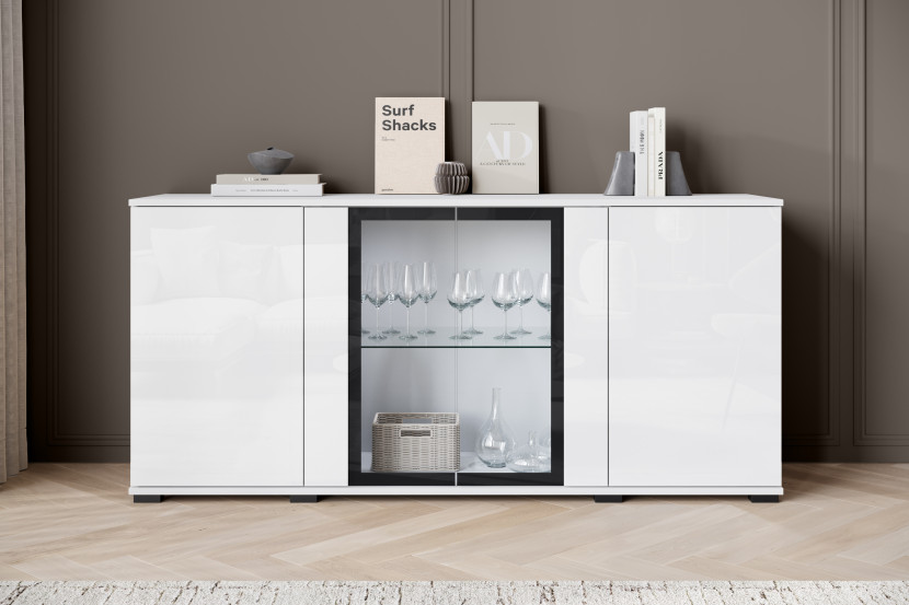 Witryna FARO 150 cm biały/biały połysk