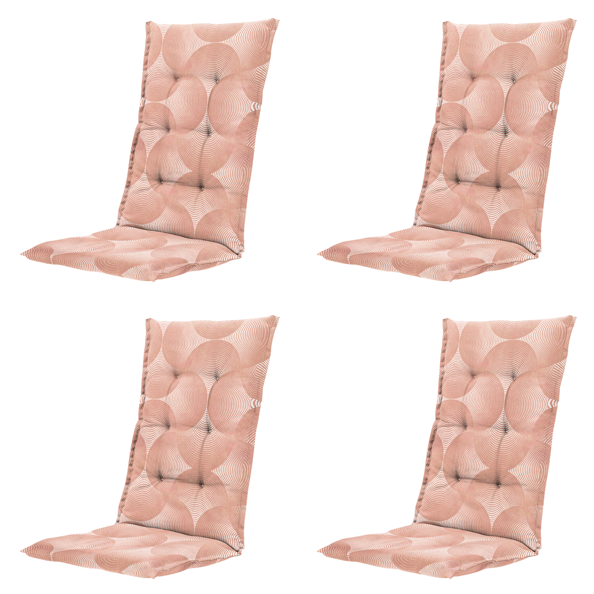Madison tuinstoelkussen hoge rug Napels - roze - 123x50x5cm - set van 4