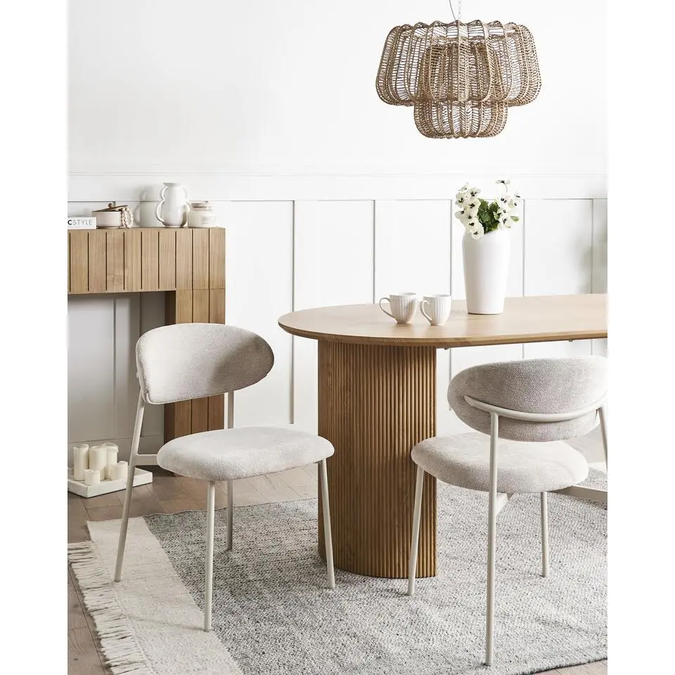 COWLEY - Eetkamerstoel set van 2 - Lichtbeige - Chenille