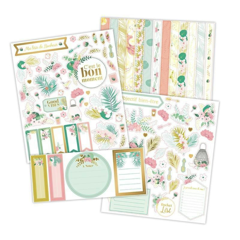 - Stickers et sticky notes pastel & dorés