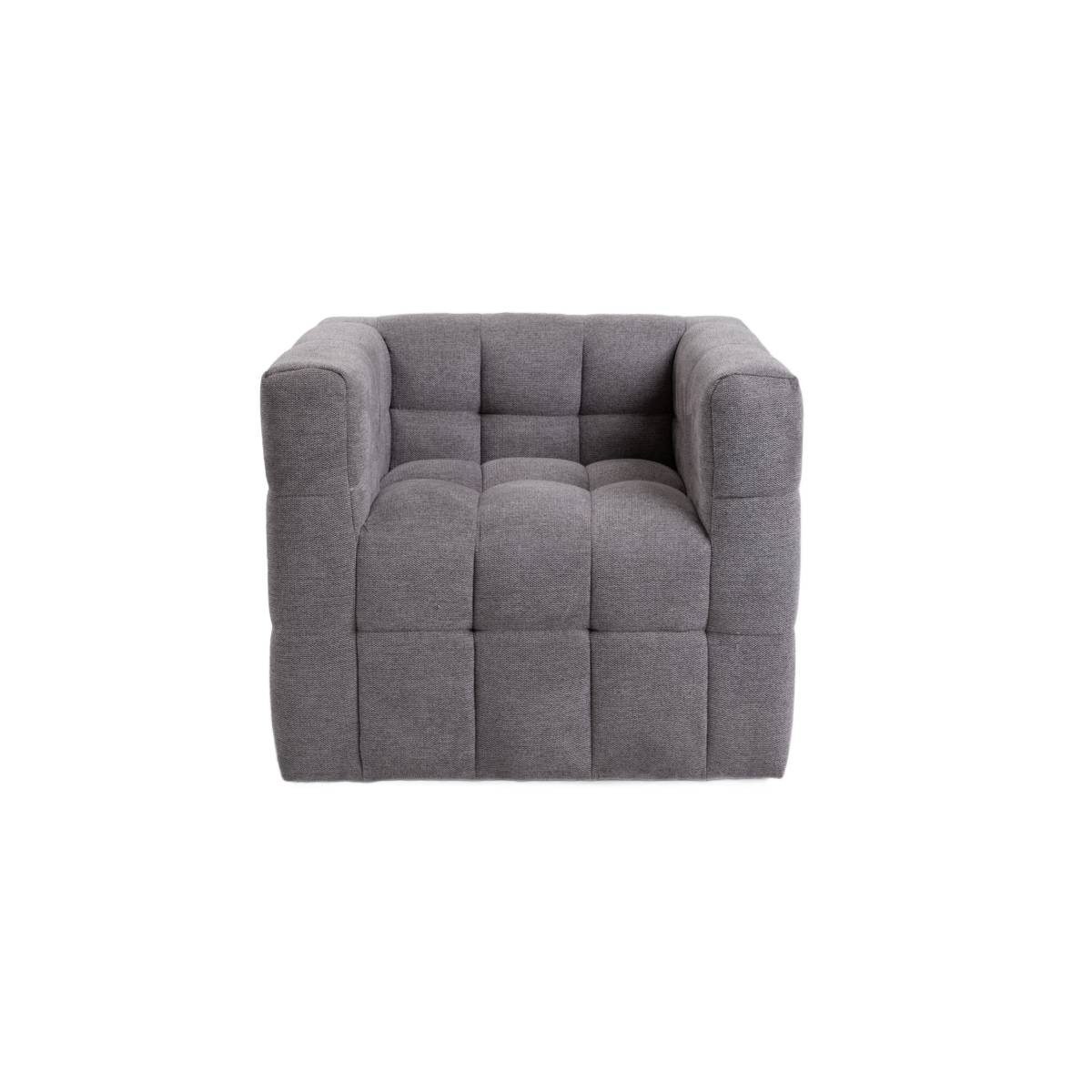 Fotel BISKOTO w tkaninie szary 80x68x65 cm HOMLA