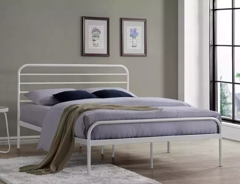 Łóżko metalowe BOLONIA 140x200 białe bez szuflady/bez materaca