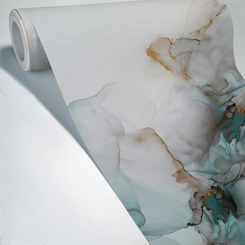 FLUID ART - Papier Peint Panoramique L336xH270cm Vert Abstrait