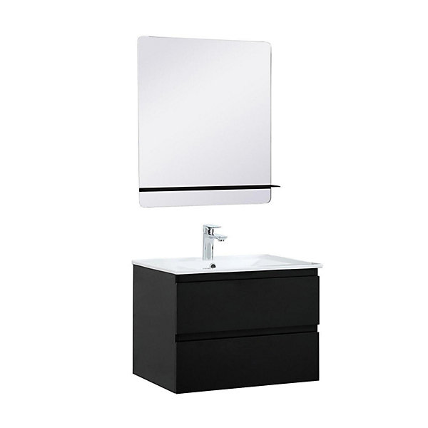 Ensemble meuble simple vasque SORRENTO 60 cm   robinet   miroir