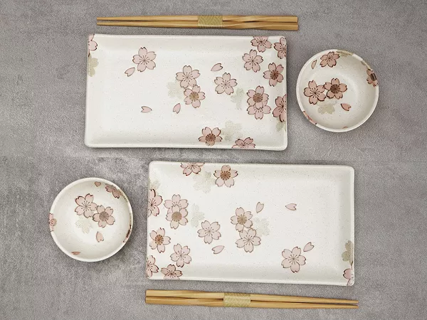Zestaw do sushi dla 2 osób (4 el.) z pałeczkami Tokyo Design Studio - Sakura White 33758