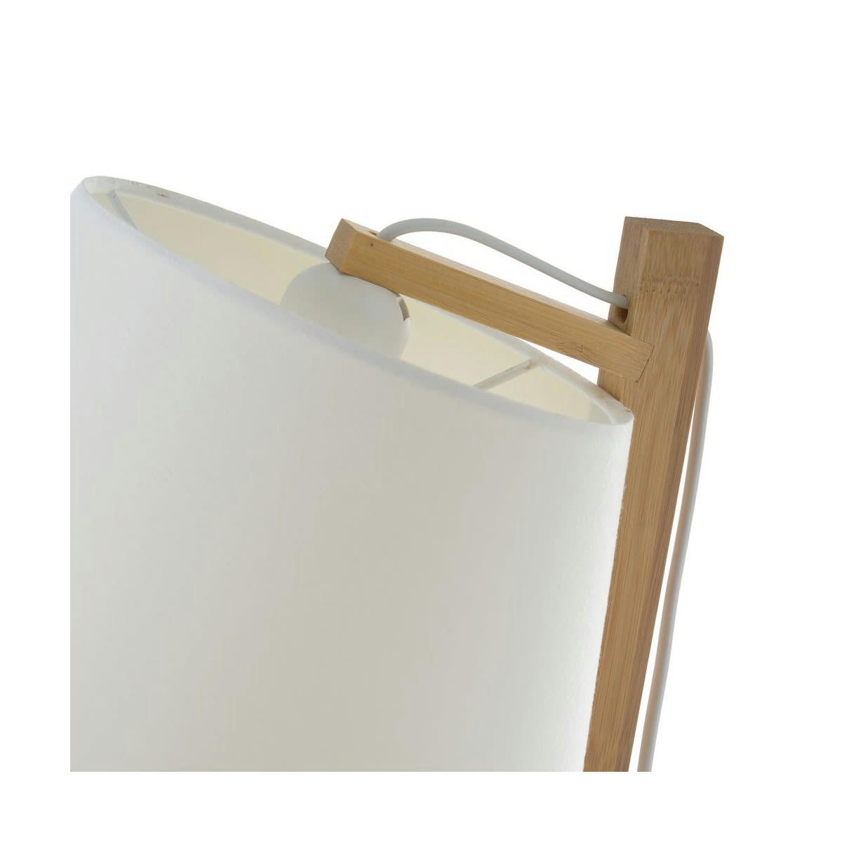 - Lampadaire design pied en bambou et abat-jour tissu blanc