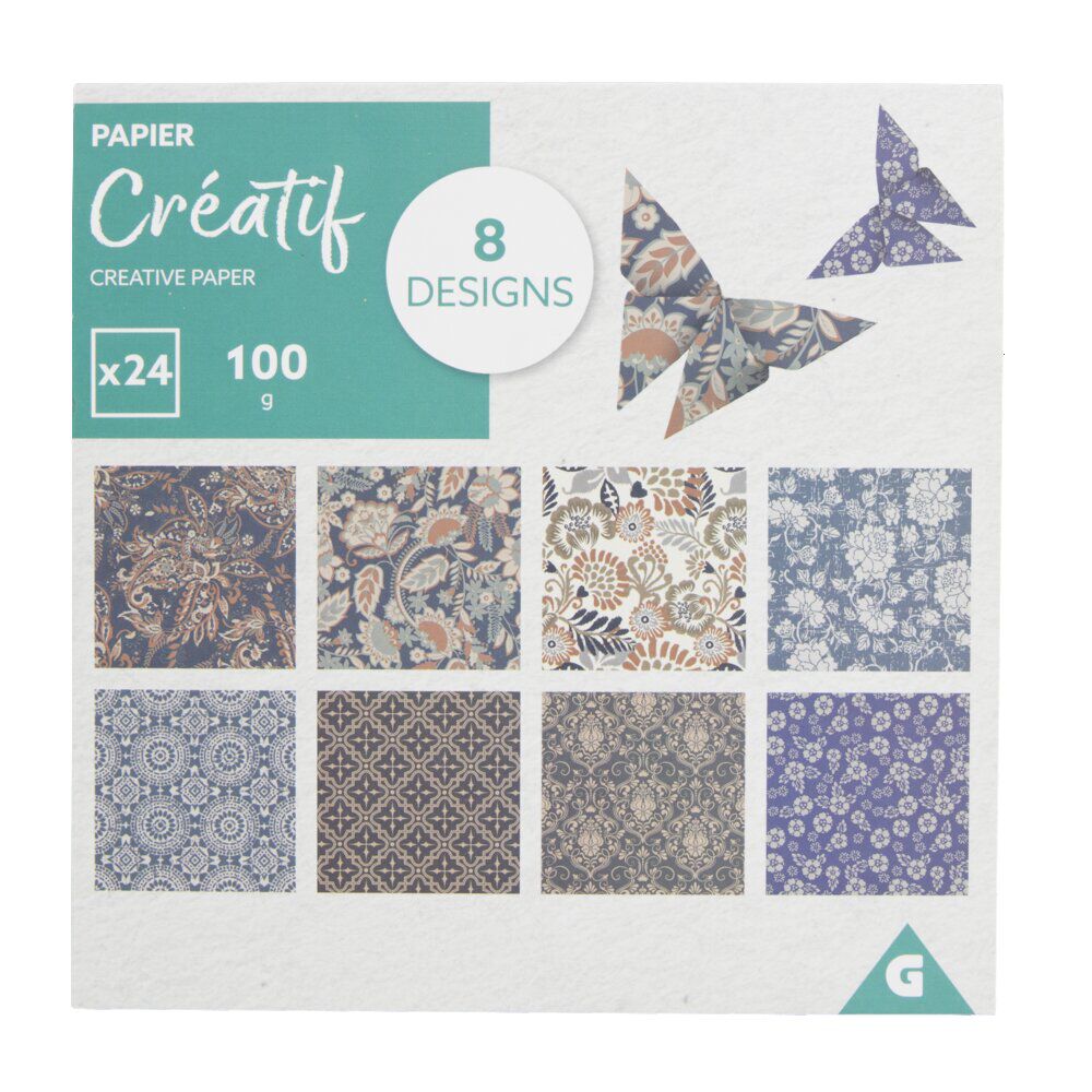 Feuilles de papier créatif 8 designs 24 pages L15x15cm