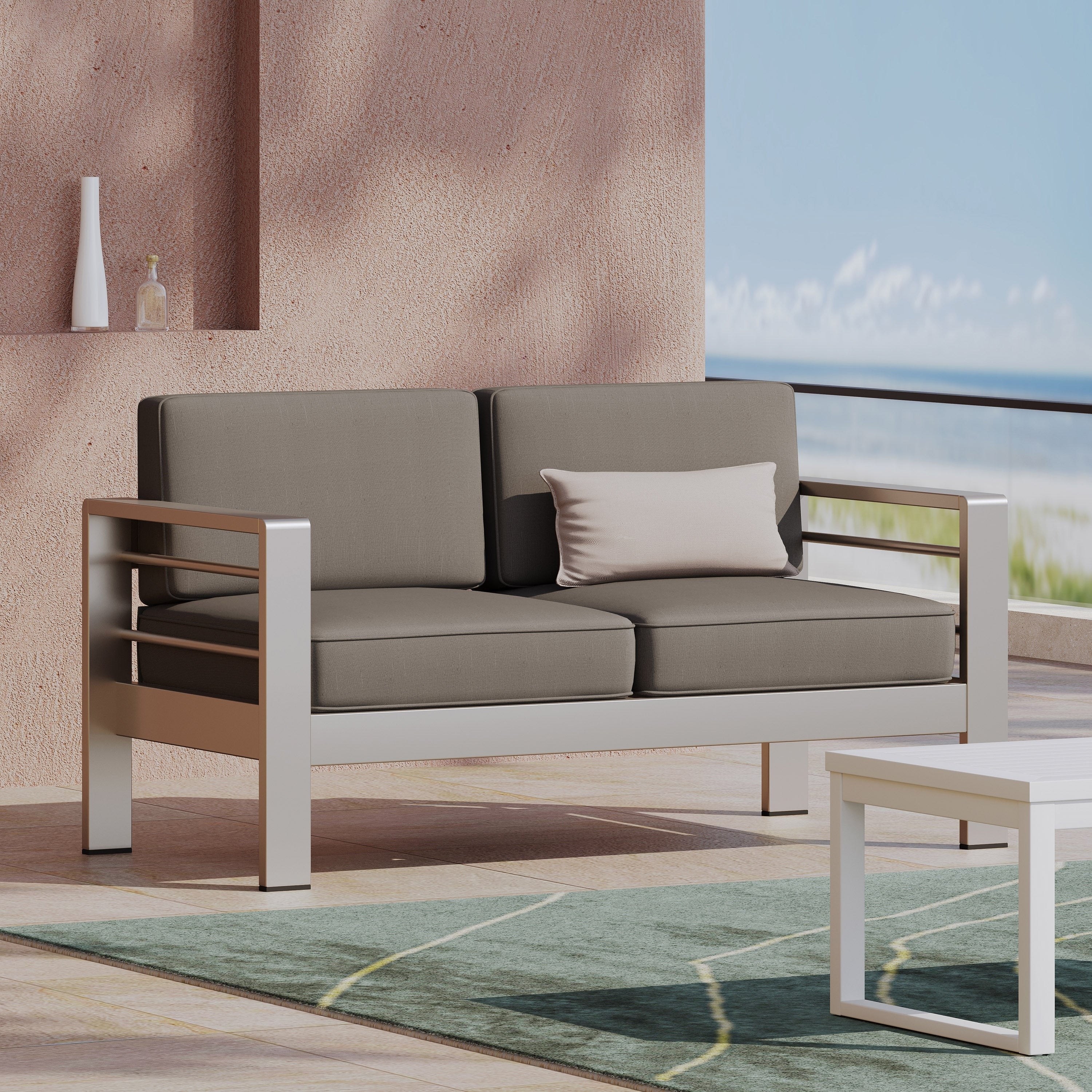 Cape Coral Aluminum Outdoor Loveseat by Christopher Knight Home