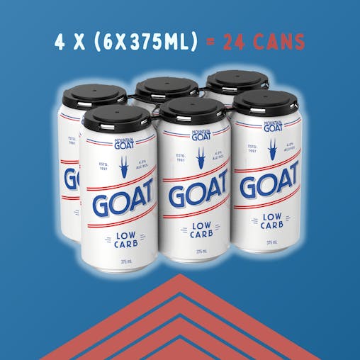 Mountain Goat Low Carb, Low Calorie Full Flavour & Full Strength, Crisp & Refreshing Craft Beer, 4.0% ABV, 375mL (Case of 24 Cans)