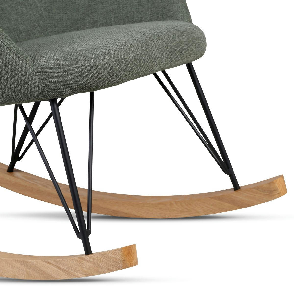 EVY - Rockingchair scandinave tissu vert sapin
