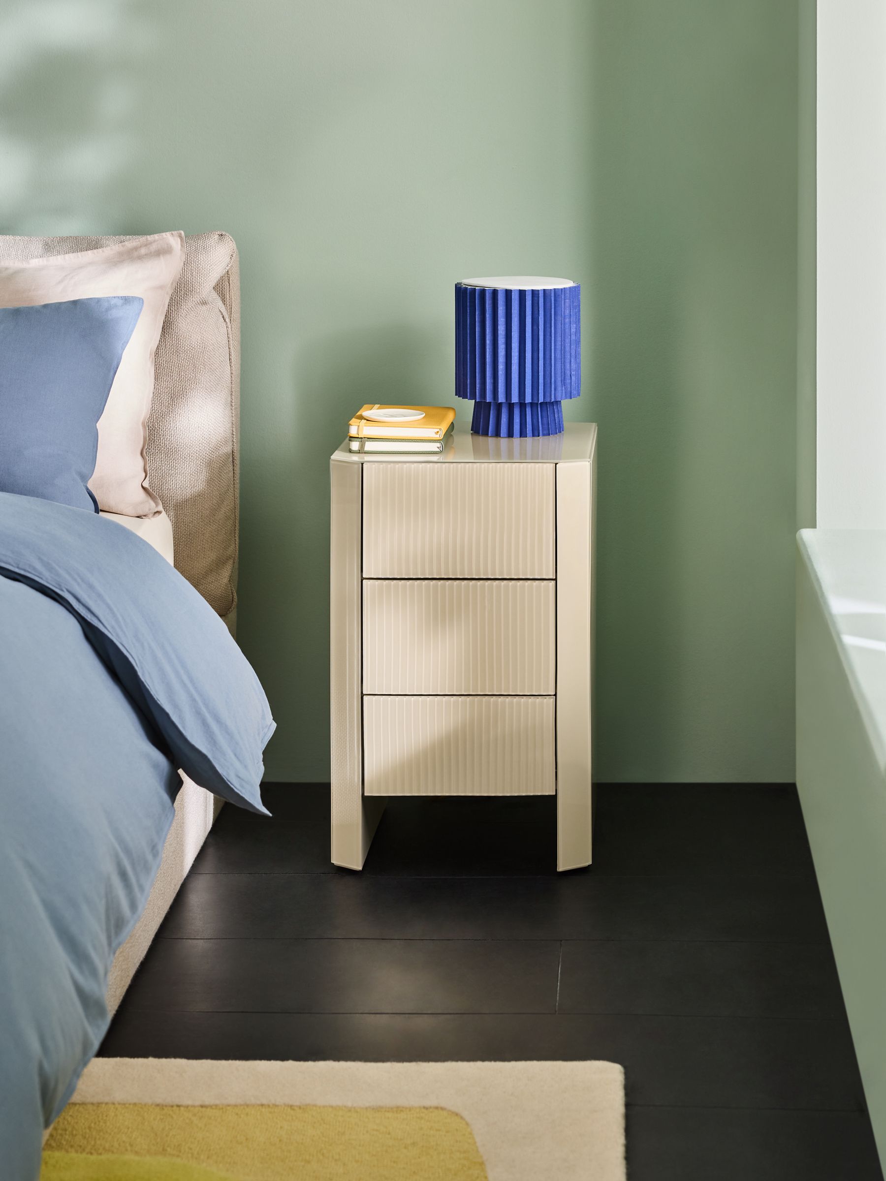 Eleni Bedside in Ecru White Glass