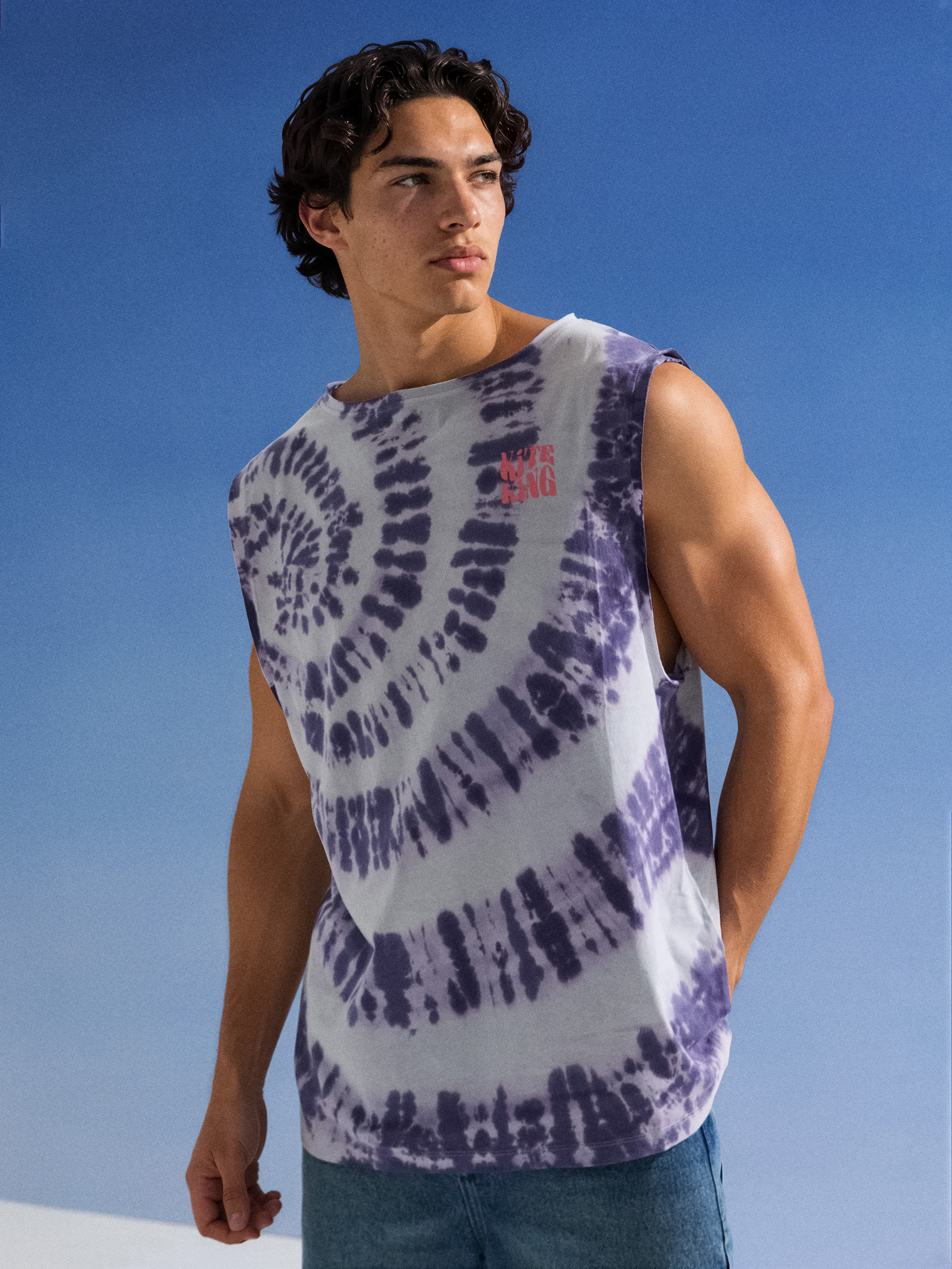 Bawełniany tank top ze wzorem tie dye