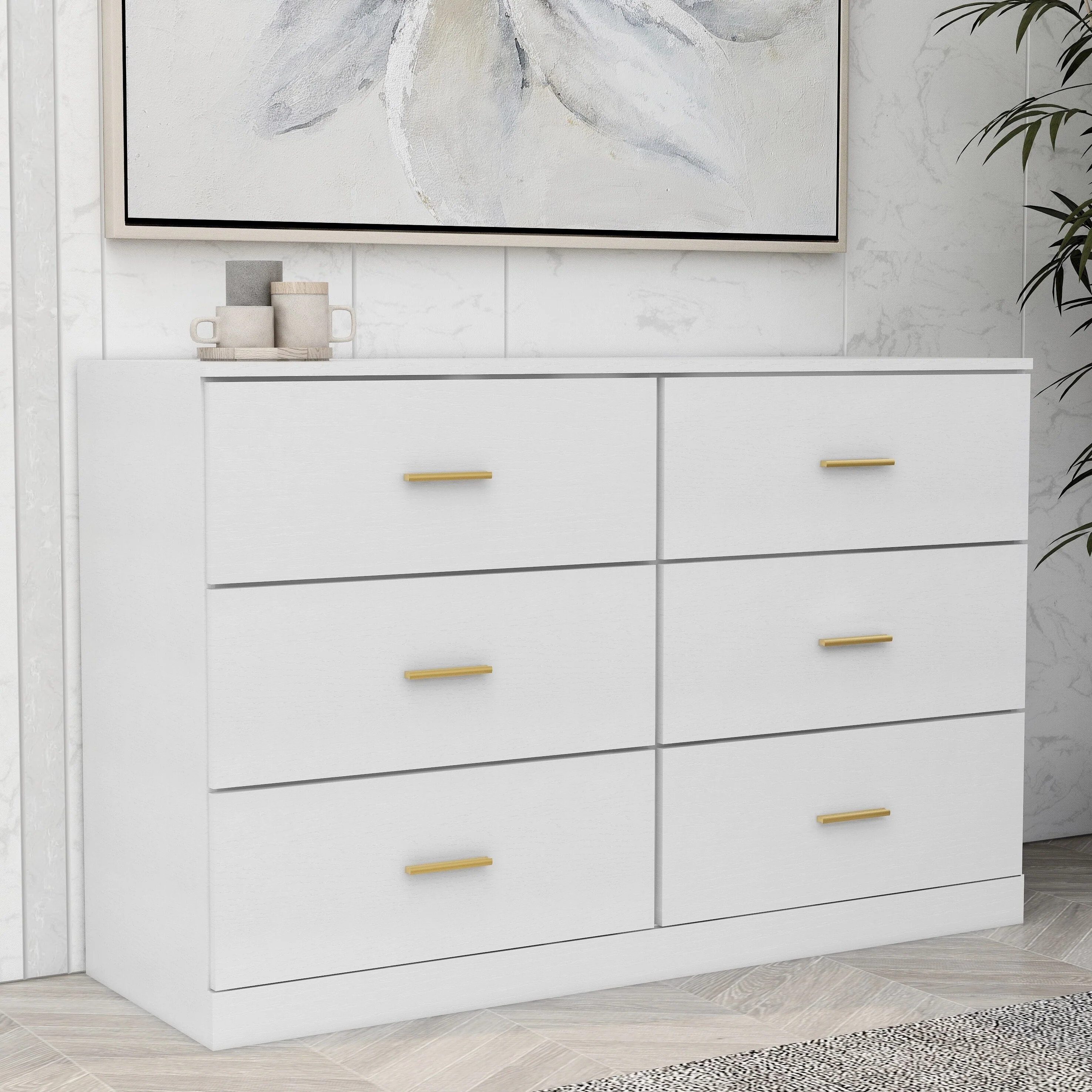 Modern 9-Drawer Double Dresser, Storage Wide Chest of Drawers for Bedroom