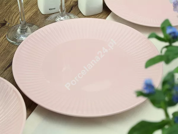 Komplet talerzy na 6 osób (18 el.) Chodzież - Dalia GL05 Różowy