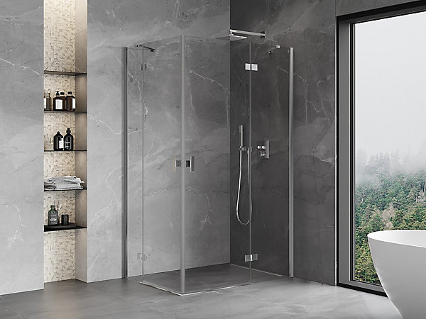 Mexen Mist-H Duo cabine de douche pivotante droite 80 x 90 cm, transparent, chrome - 8A5-080L-090P-01-00
