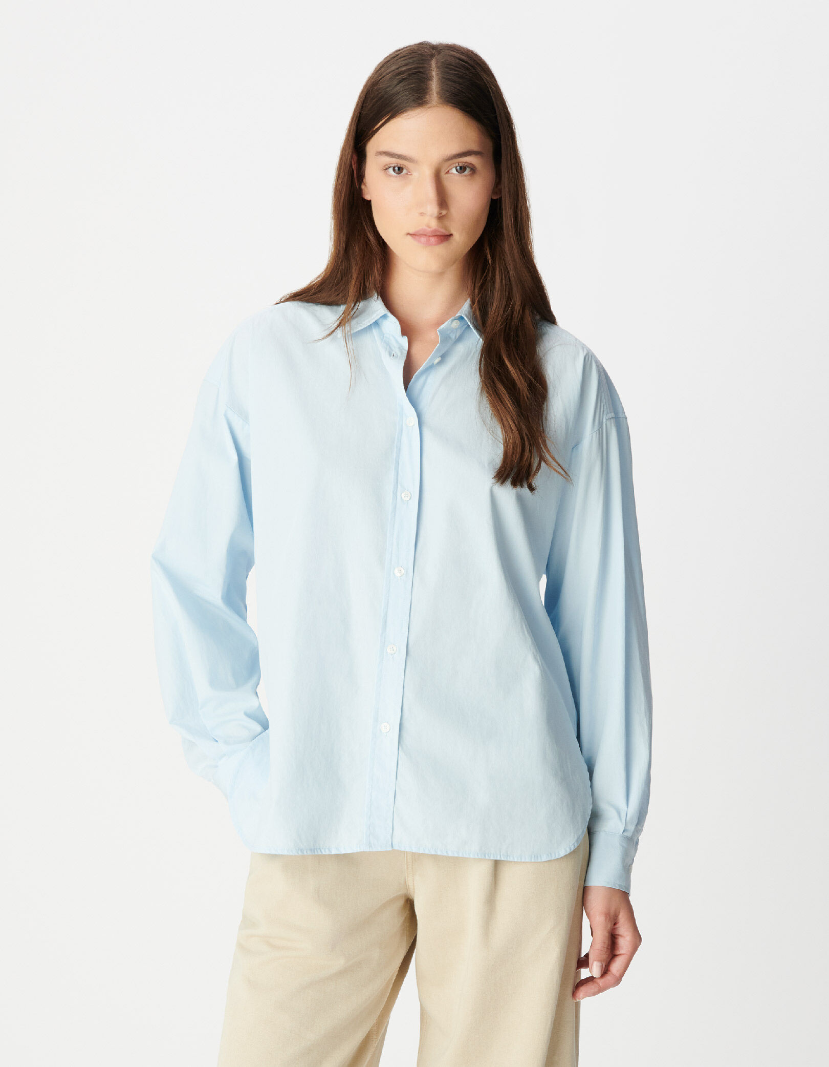 Chemise manches longues bleu ciel Femme