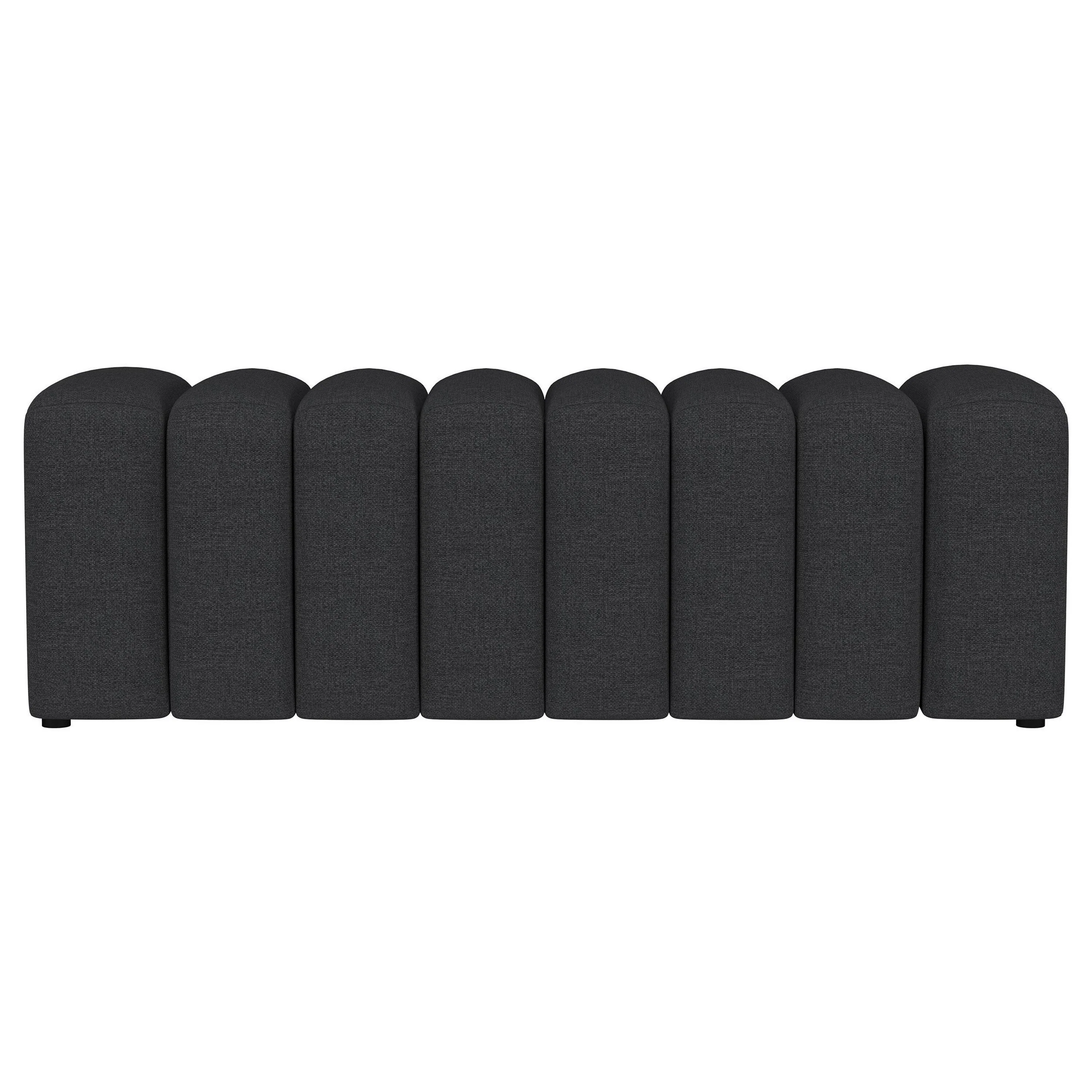 Sanna Accent Bench, Modern Channel Tufted Charcoal Black, 54 Inch