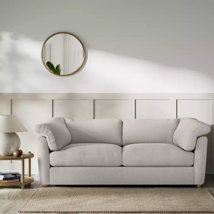 Habitat Wynn Fabric 3 Seater Sofa - Stone - Ash Leg