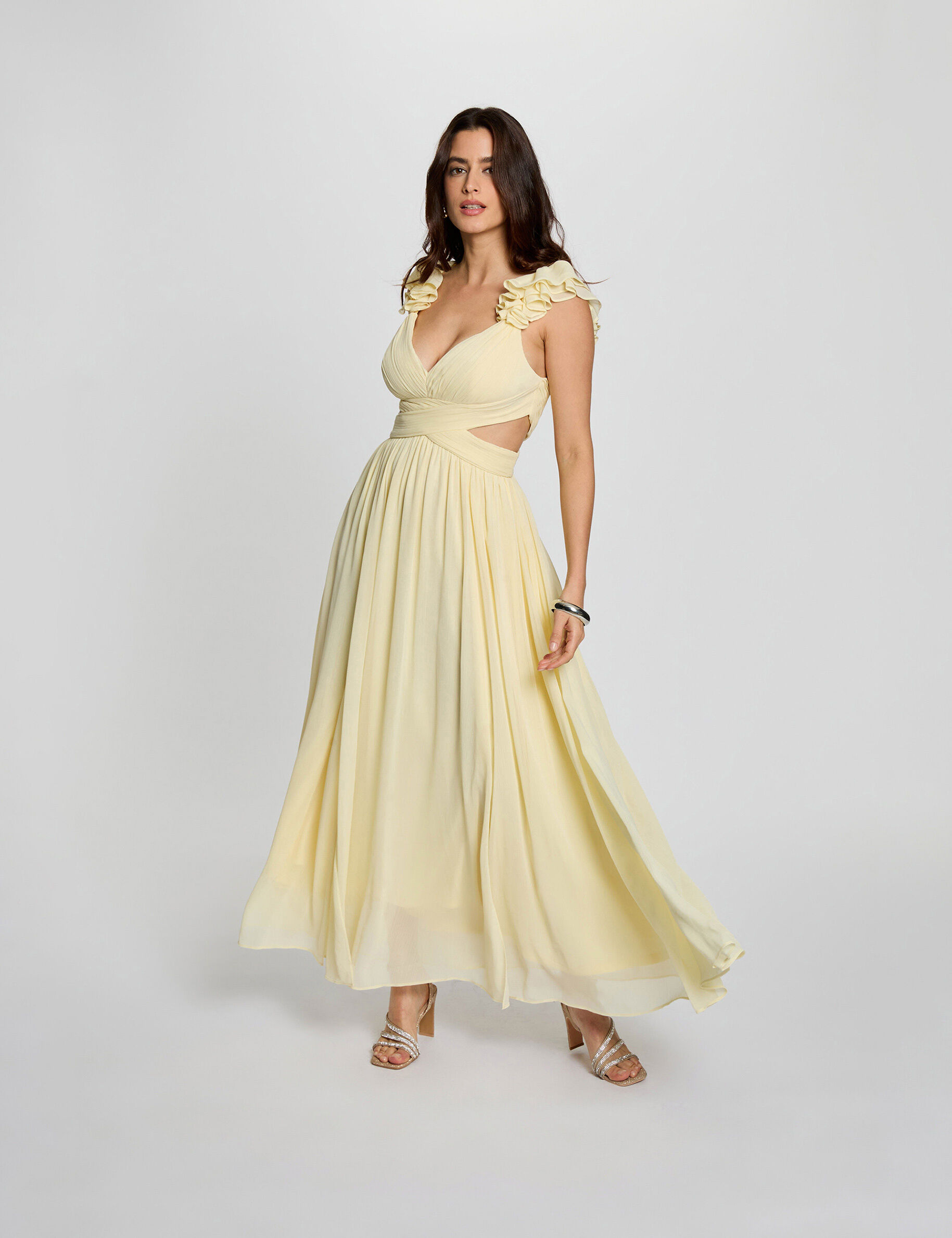 Maxi Loose Straight Dress Pastel Yellow Women