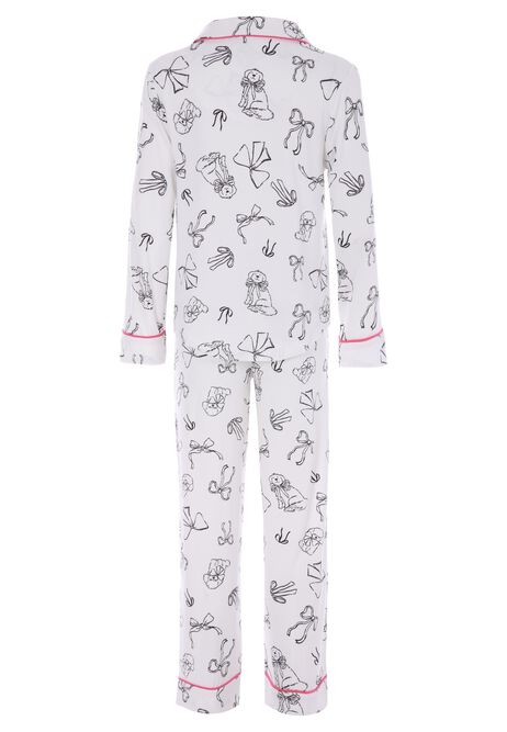 Older Girls Cream Bow Soft Touch Pyjama Set