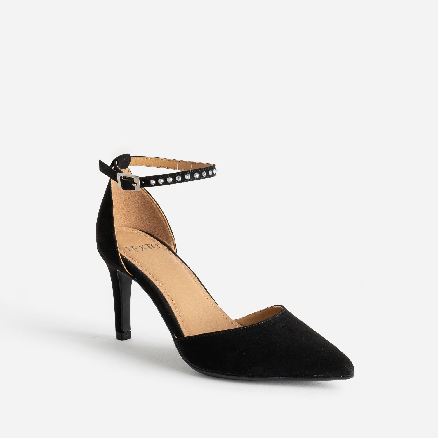 Escarpin TEXTO noir suédé à bride strassée