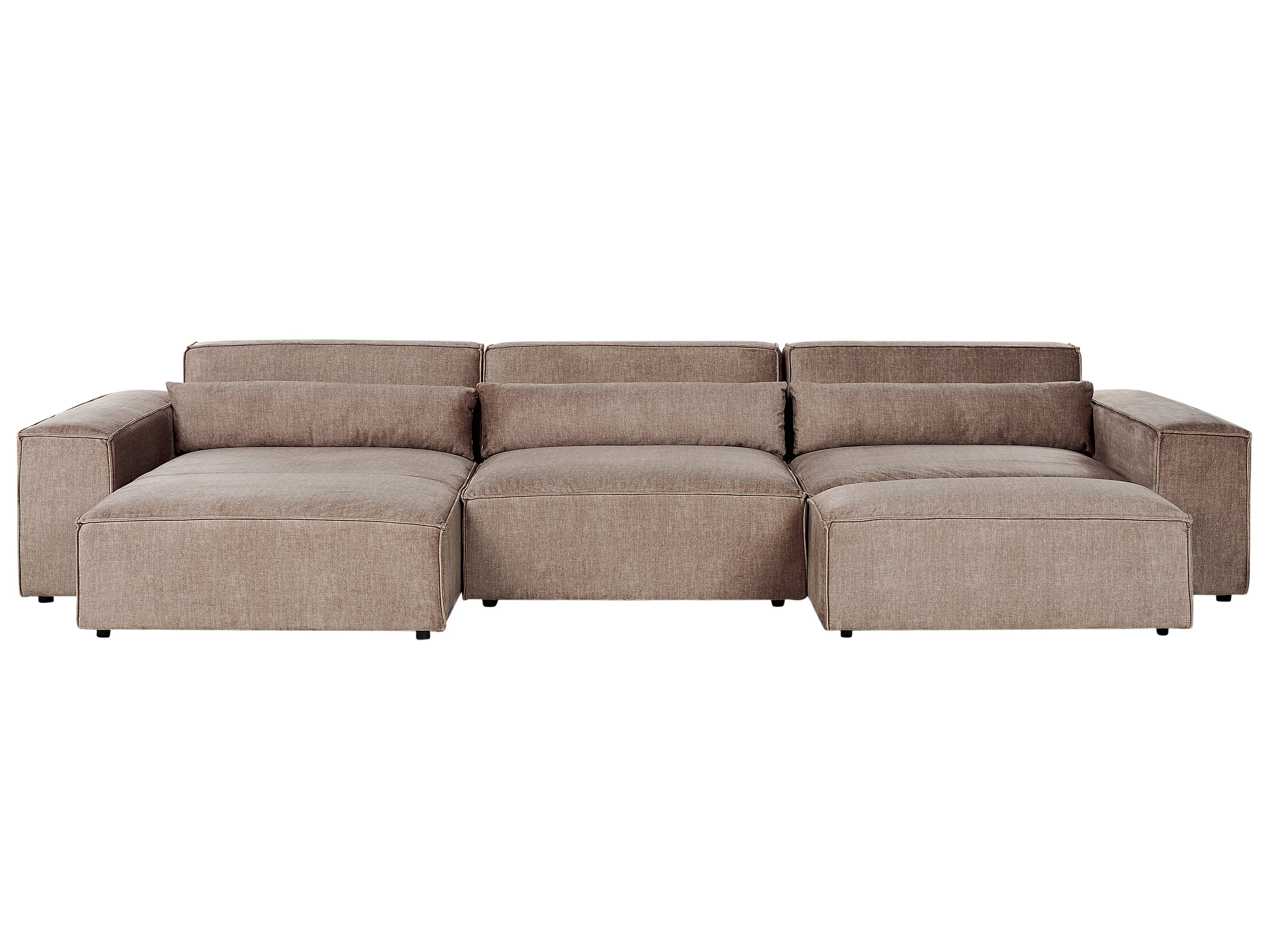 Modular Corner Sofa 5 Seater HELLNAR Fabric Light Brown with Ottoman Right Hand