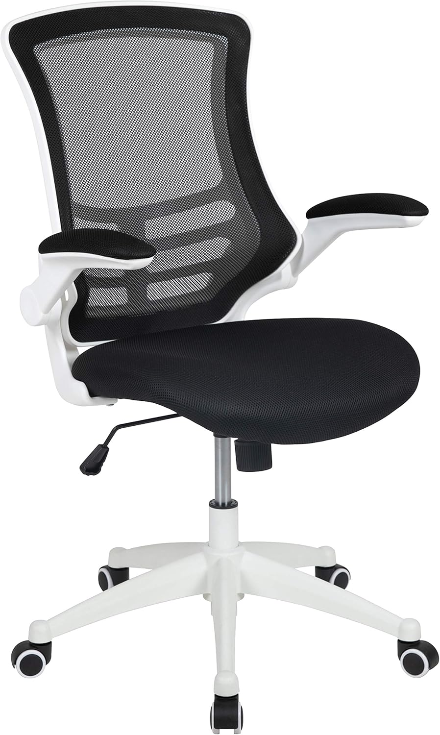 Flash Furniture Kelista Office Chair, Ergonomic, Mid-Back, White Frame, Black Mesh with Swivel