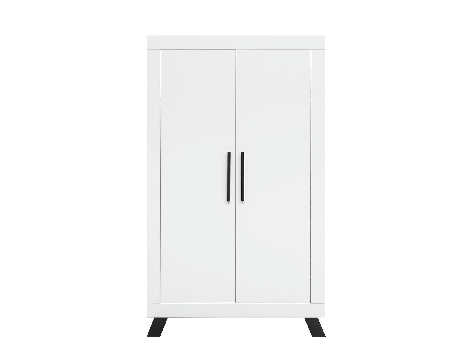 JUNO - Armoire 2-portes en MDF, panneaux de particules et hêtre blanc