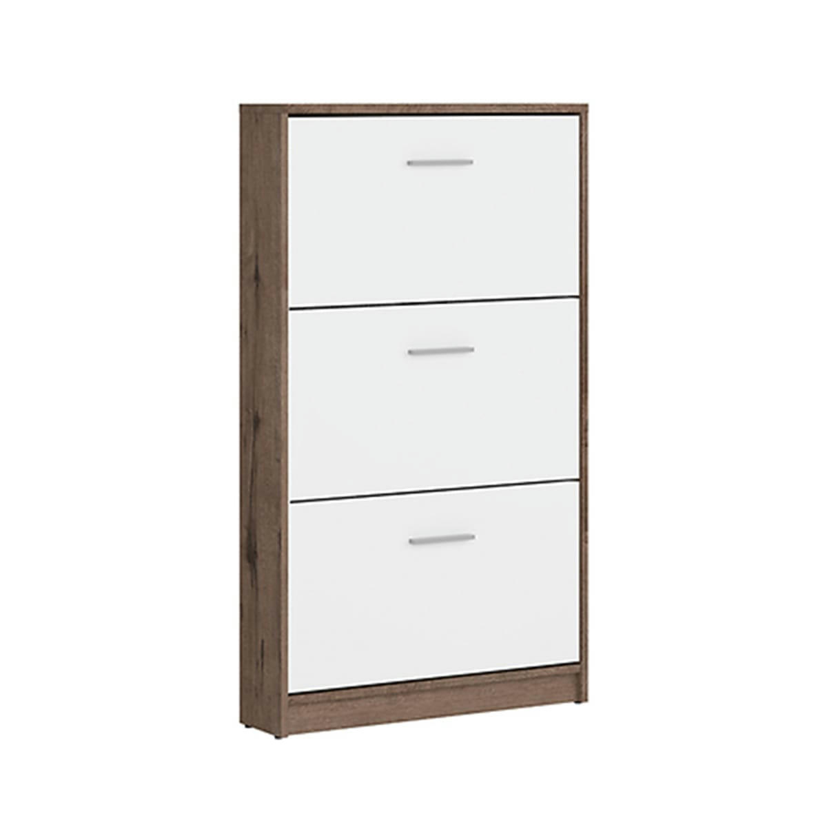 - Meuble chaussures 3 portes stratifiés naturel foncé et blanc