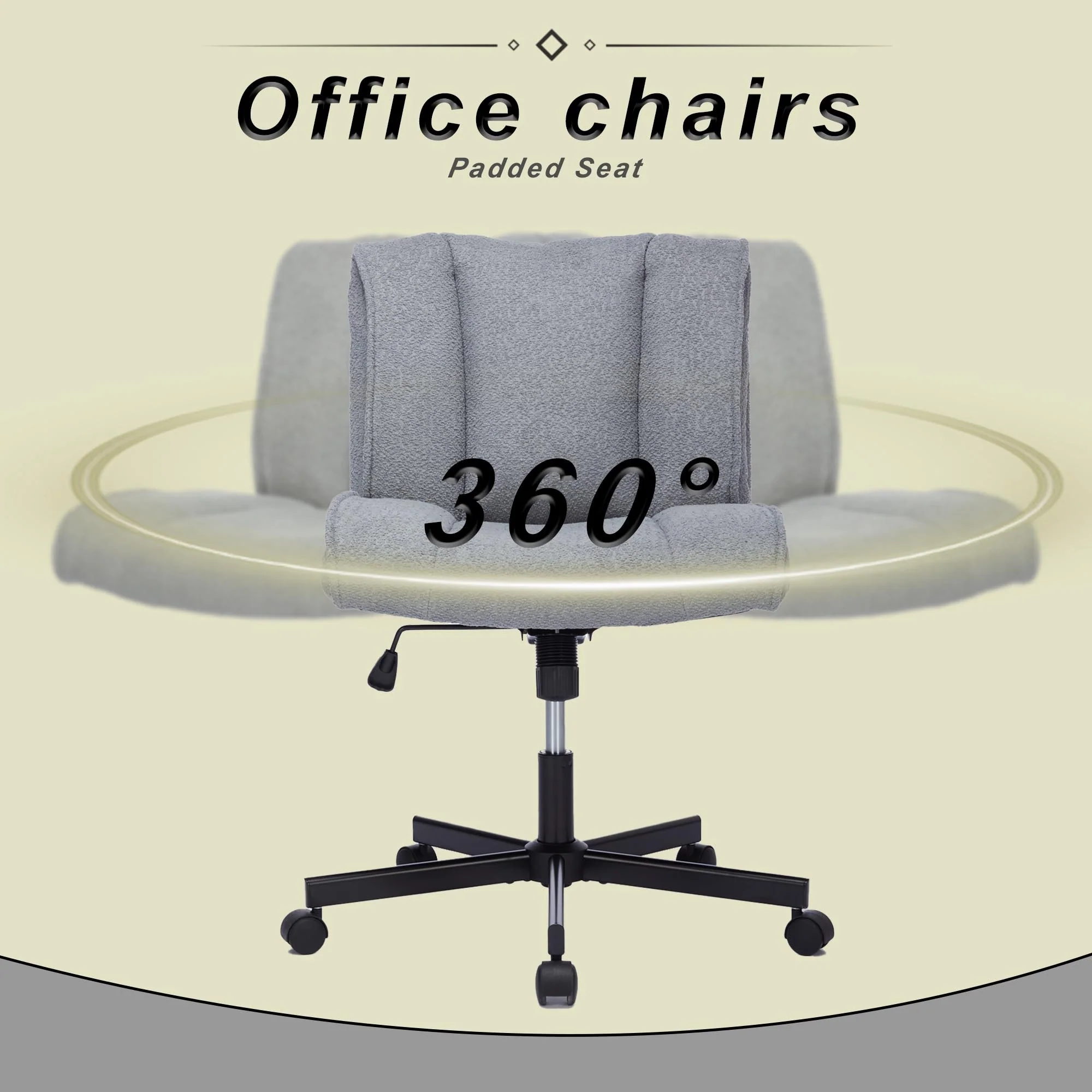 Armless Office Desk Chair with Wheels, Adjustable Swivel & Technical Cloth - Ideal for Home Office
