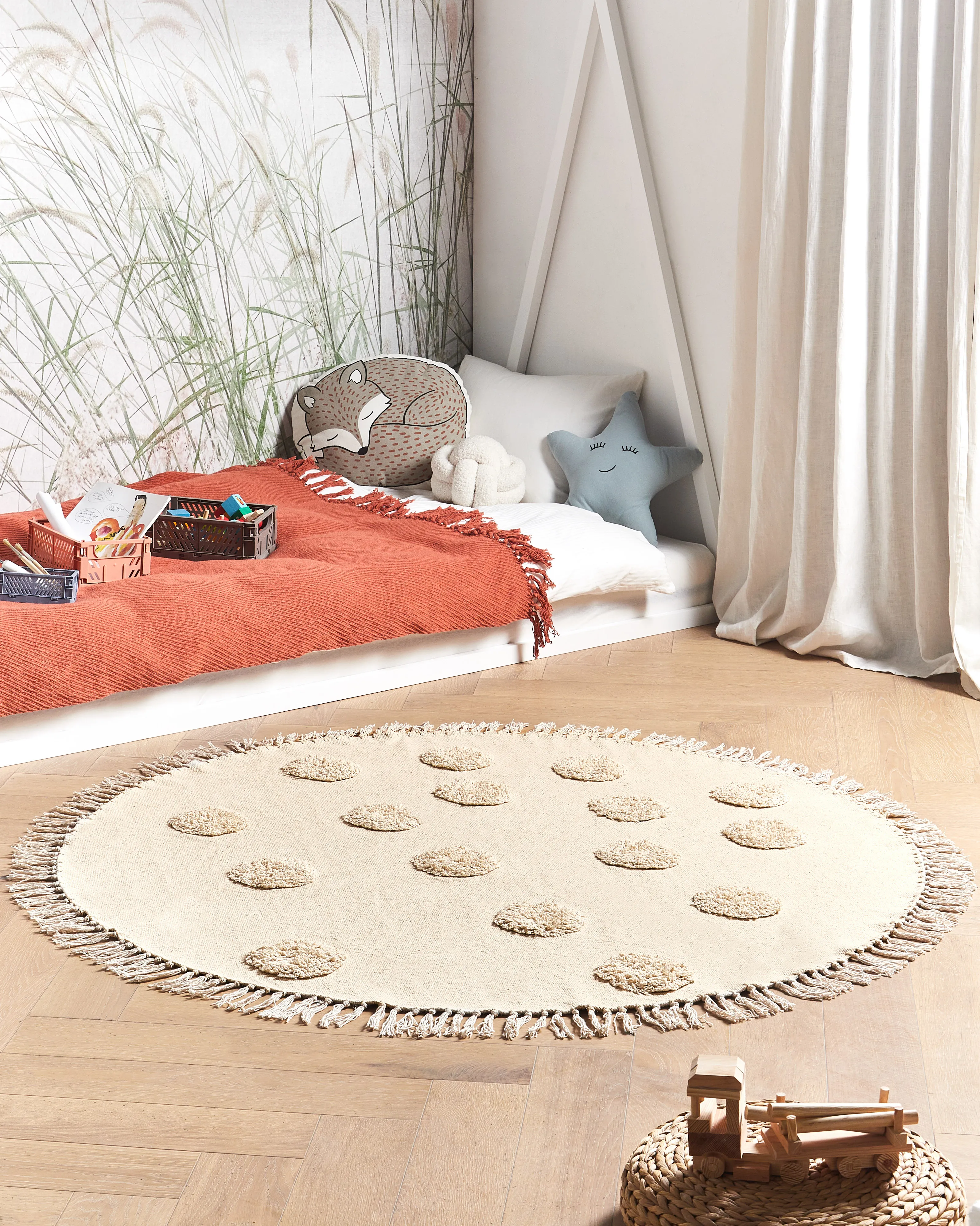 Kids Rug WAHAR Beige ? 140 cm Cotton