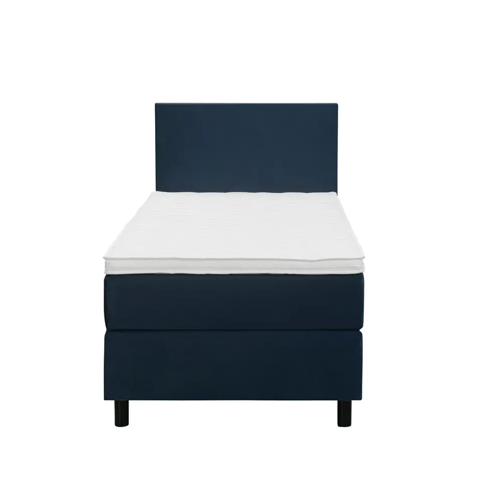 Boxspring Liv egaal - blauw - 90x200 cm - ronde poot