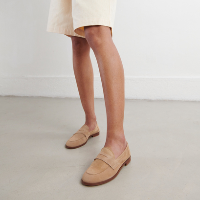 Mocassins à bouts rondsen velours camel | THELMA