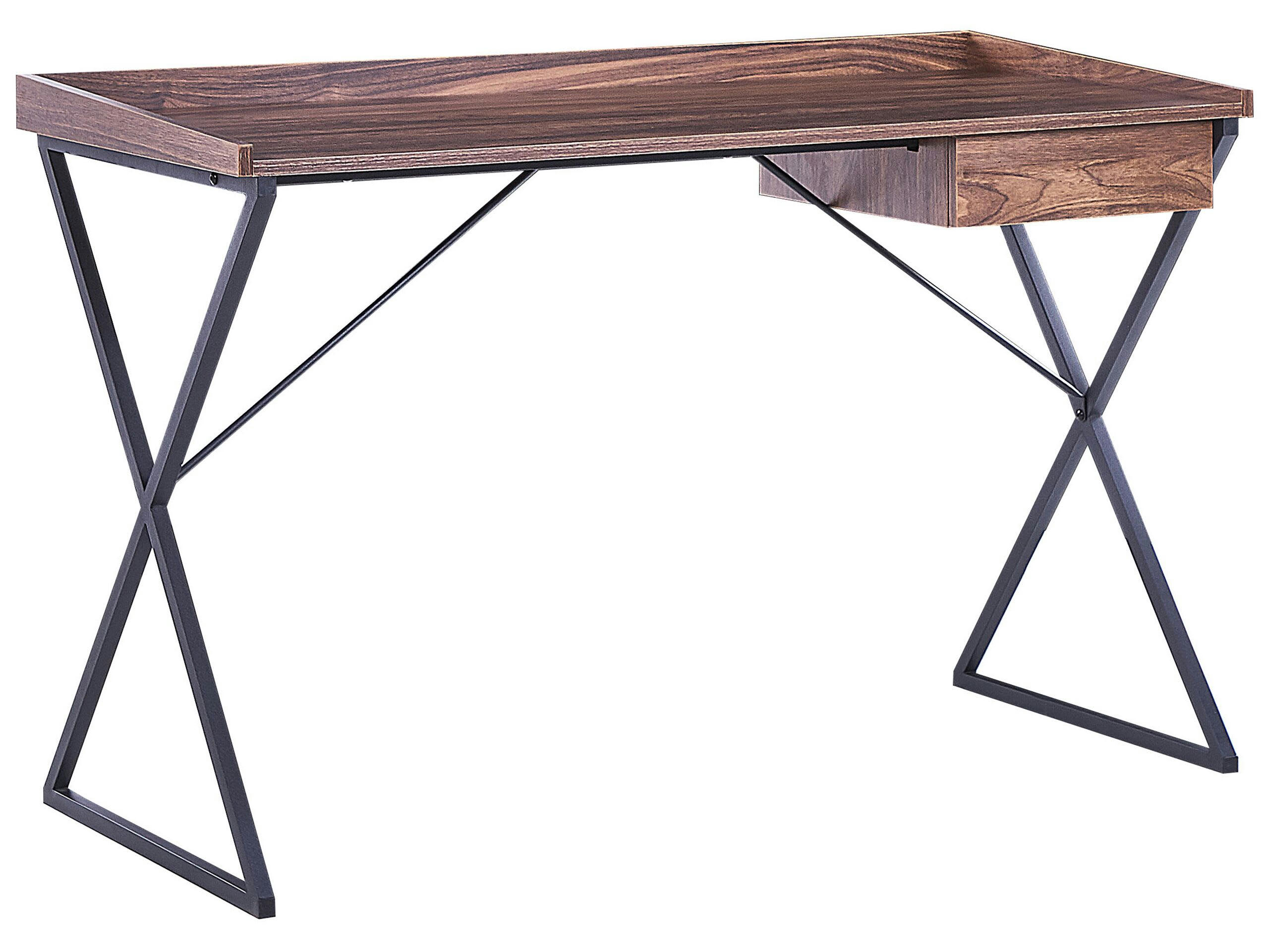 NOXON - Bureau avec rangement 120 x 54 cm bois sombre et noir
