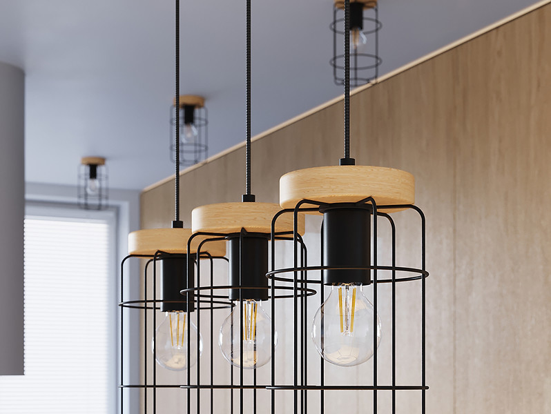 Lampa wisząca Gotto 3-punktowa stalowa czarna