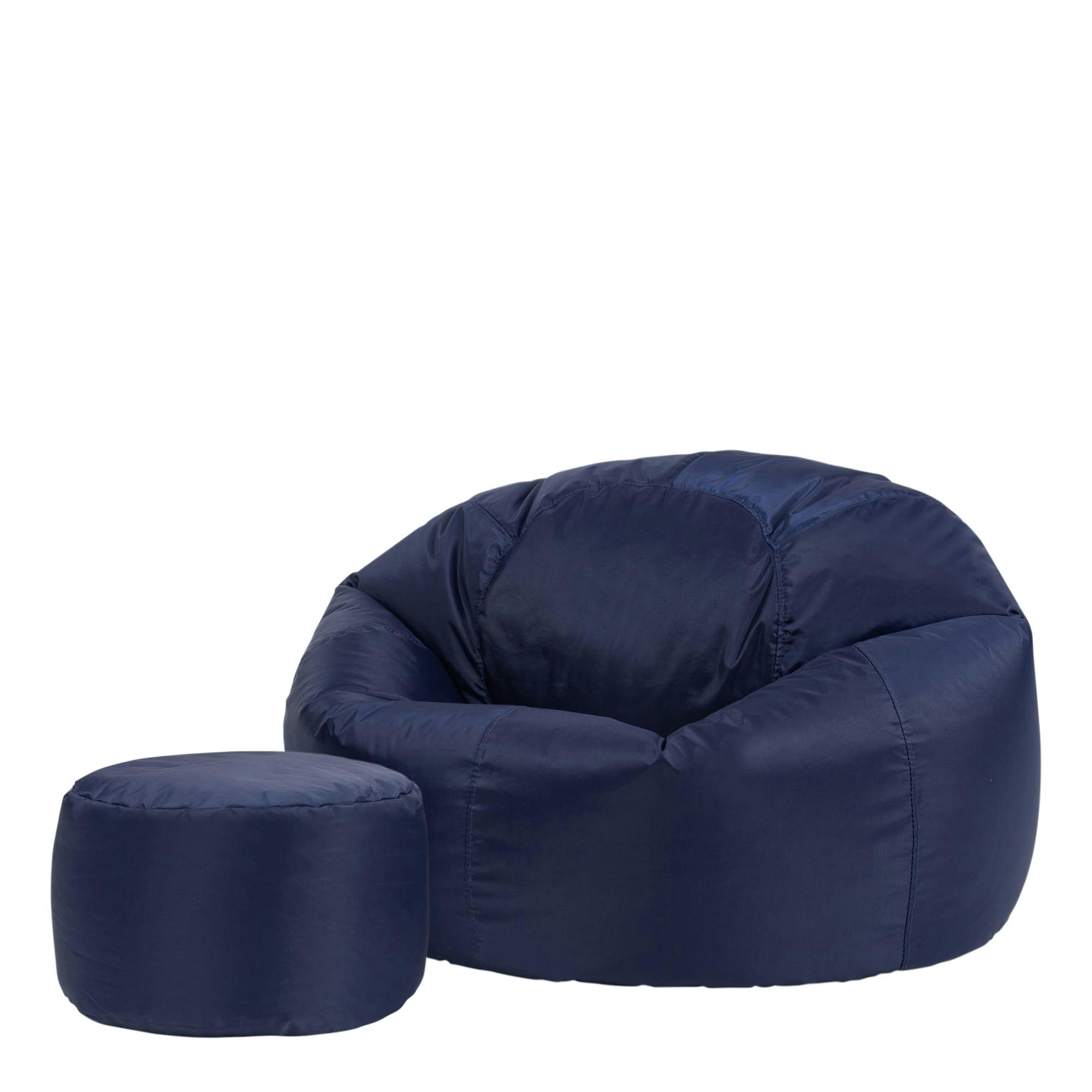 - Pouf extérieur avec repose-pieds bleu marine