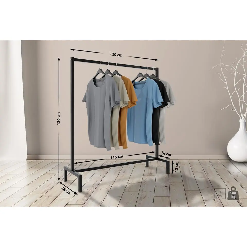 CLP Kledingrek Melva 120x120x38 cm - zwart